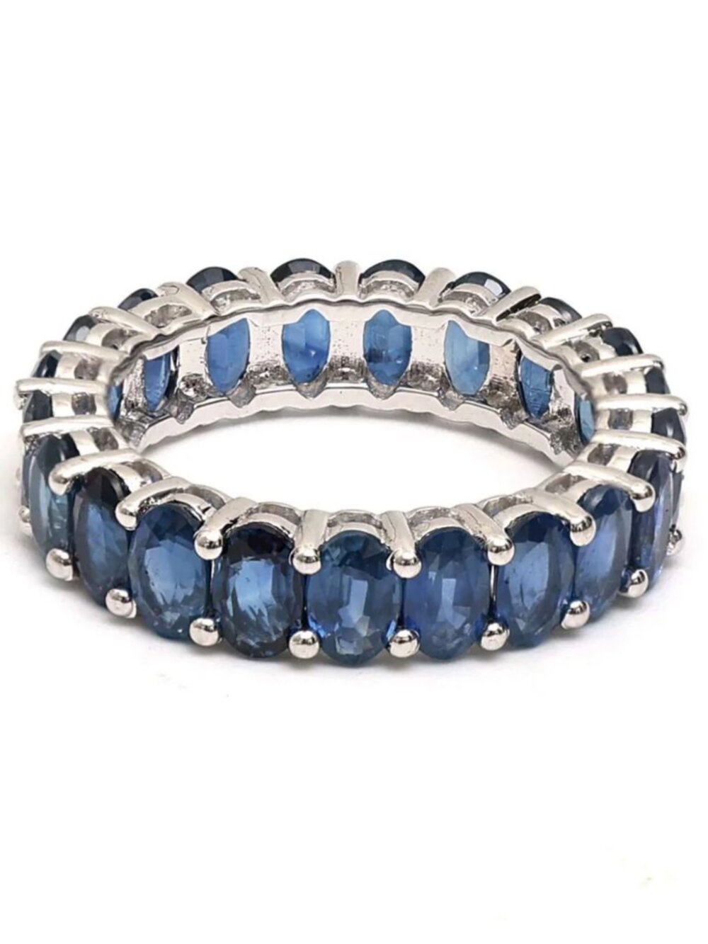 Classic Oval Blue 14K (18K Custom) White Gold Sapphire Eternity Ring